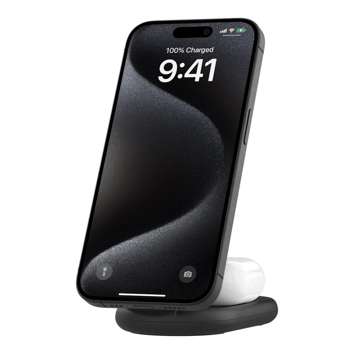 BELKIN Station de recharge sans fil 2-en-1 avec Qi2 15 W (Noir)